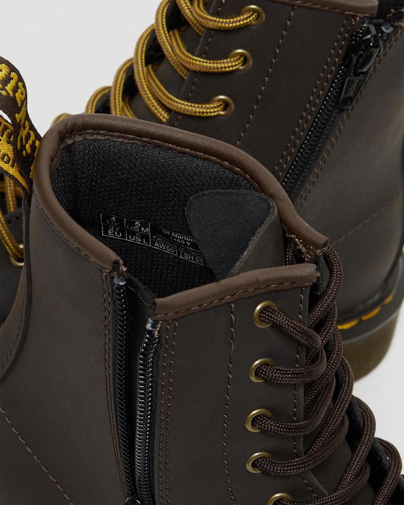 Dr Martens Youth 1460 Wildhorse Leren Veterlaarzen Kinderen Donkerbruin | NL 10EBC